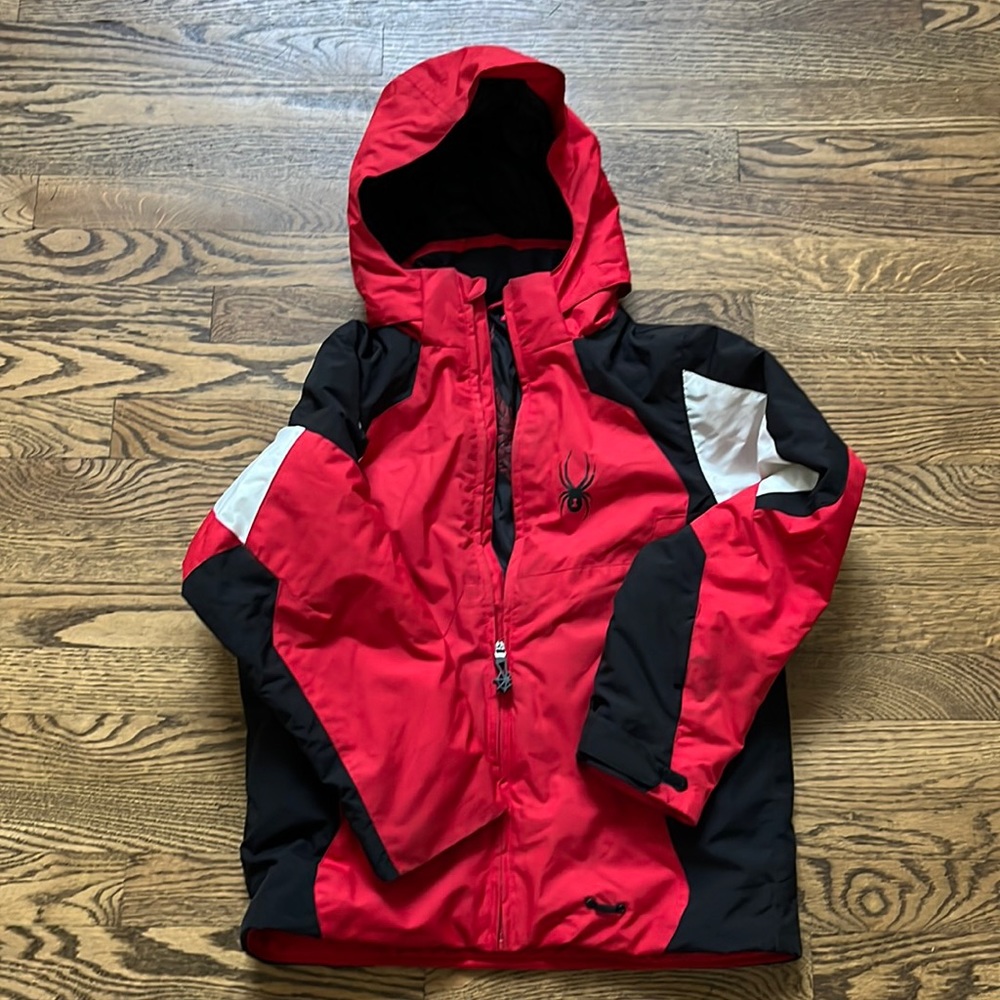 Spyder boys ski jacket with removable hood